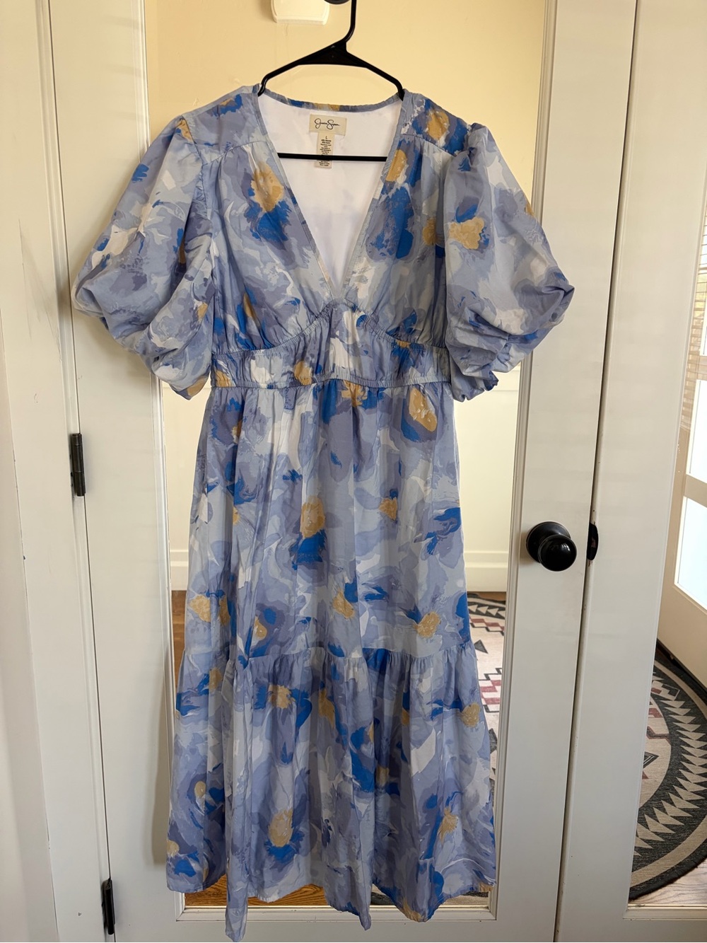 Jessica Simpson Light Blue and Gold Floral Midi Dress